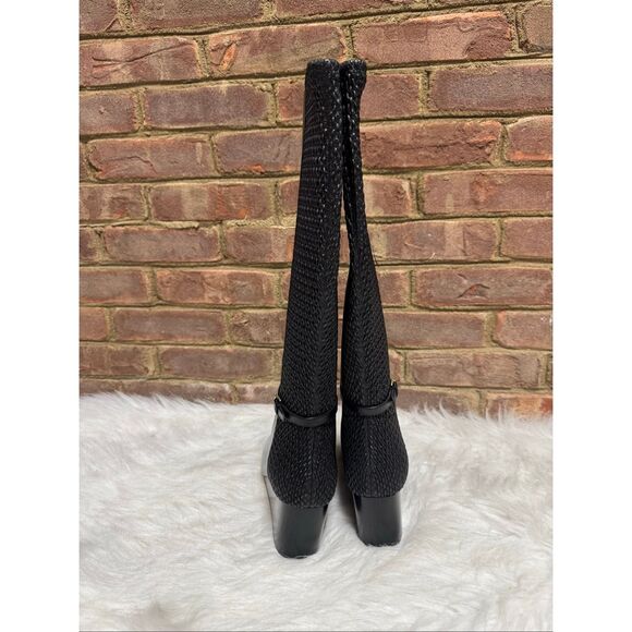 Cole Haan Women’s Black Leather Lauralyn Stretch Wedge Tall Boot Sz 9 NEW - Picture 4 of 7